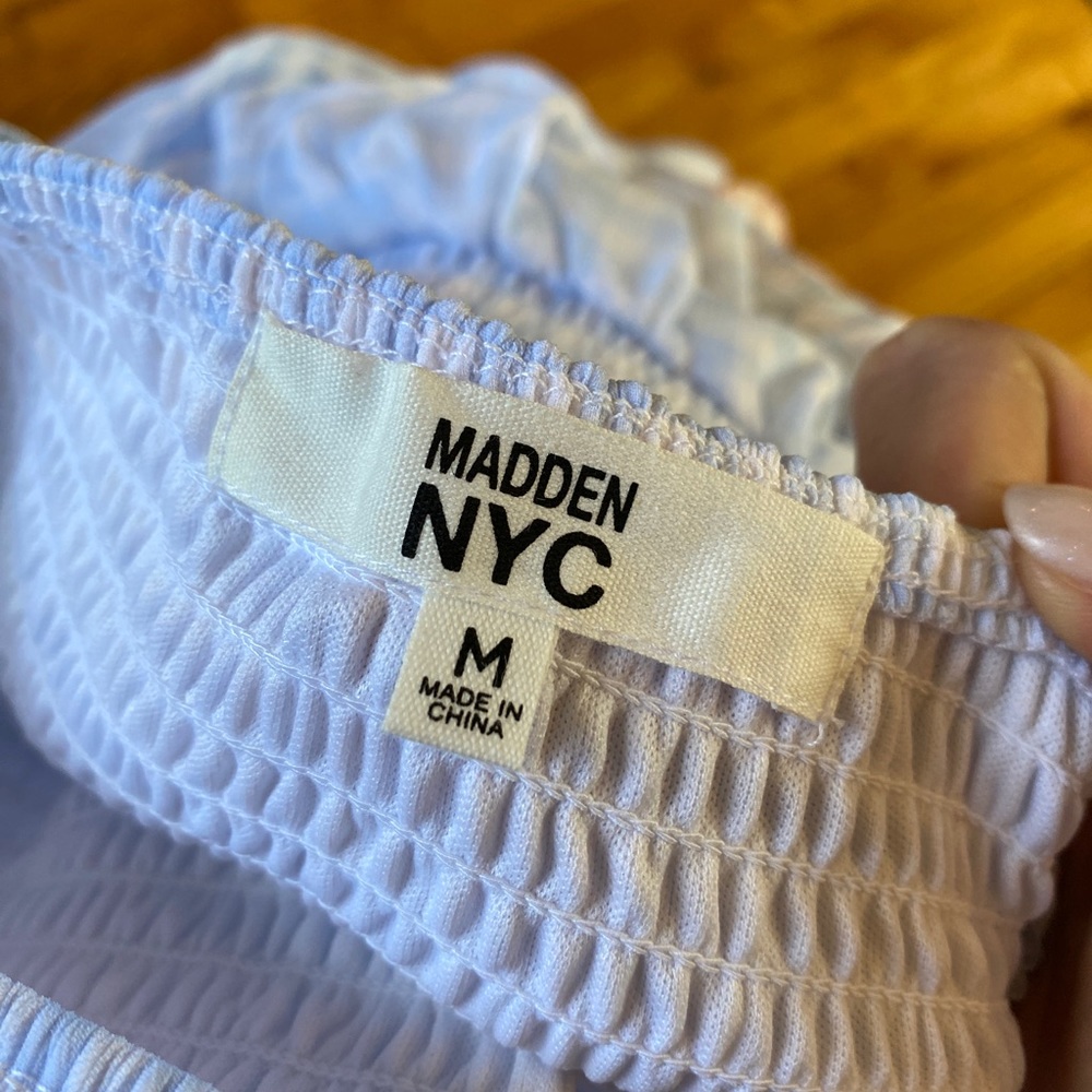 Madden NYC Baby Blue Ruffled Long Sleeved Dress- Juniors M - Picture 2 of 3